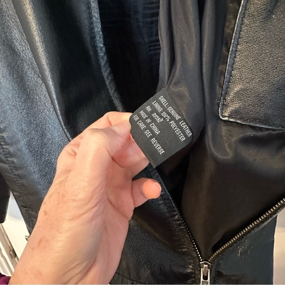 Haggar Leather Jacket Zip Up Black Fully Lined Pockets Y2K Size M - Picture 7 of 10